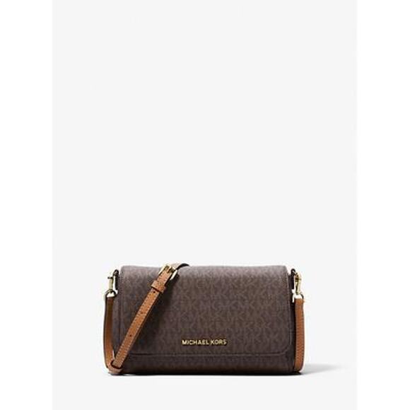 NWT Michael Kors Medium Logo Convertible Crossbody Bag Brown-OS - Picture 1 of 1